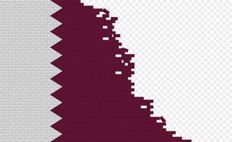 Qatar flag on broken brick wall. Empty flag field of another country. Country comparison. Easy editing and vector in groups.