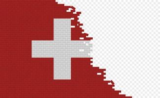 Switzerland flag on broken brick wall. Empty flag field of another country. Country comparison. Easy editing and vector in groups.