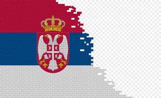 Serbia flag on broken brick wall. Empty flag field of another country. Country comparison. Easy editing and vector in groups.