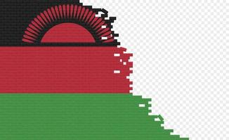Malawi flag on broken brick wall. Empty flag field of another country. Country comparison. Easy editing and vector in groups.