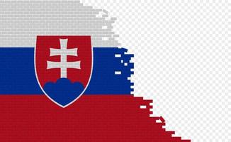 Slovakia flag on broken brick wall. Empty flag field of another country. Country comparison. Easy editing and vector in groups.