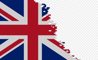 United Kingdom flag on broken brick wall. Empty flag field of another country. Country comparison. Easy editing and vector in groups.