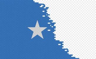 Somalia flag on broken brick wall. Empty flag field of another country. Country comparison. Easy editing and vector in groups.