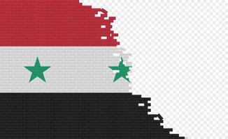 Syria flag on broken brick wall. Empty flag field of another country. Country comparison. Easy editing and vector in groups.