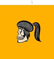 skull illustration with hairstyle vector