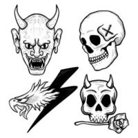 Collection set hand drawn vintage tattoo art vector