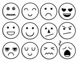 Collection of emoticon set hand drawn vintage styles vector