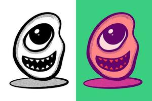 vector de estilo vintage de dibujos animados dibujados a mano lindo monstruo