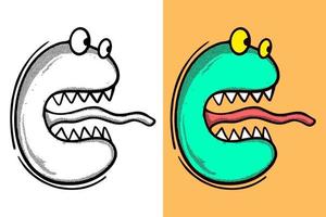 Monster cute hand drawn cartoon vintage style vector