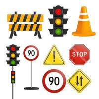 Traffic cone light signs collection vector