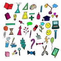 a set of colored doodles on a school theme vector