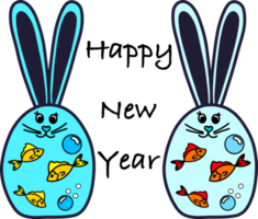 The symbol of the new year 2023, a water rabbit in the form of an aquarium with fish png