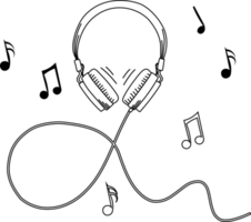 ilustração de doodle de fones de ouvido de música com fio em um fundo branco png