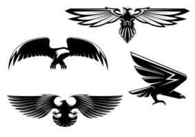 Heraldry eagles, falcons and hawk vector