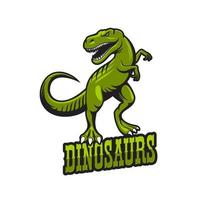dinosaurio tiranosaurio, rugiente mascota raptor t-rex vector