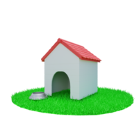 3d rendering of a dog house in the grass png