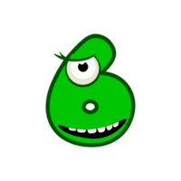 zeichentrickfigur nummer fünf monster, ziffer 6 png