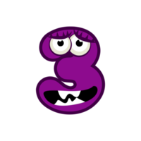 cartone animato personaggio numero tre mostro, numerico 3 png