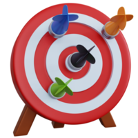 3d rendering red target with four darts isolated png