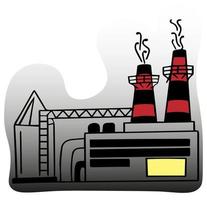 single element is silhouette of factory, production, smoke and smog coming from the pipe. environmental pollution. doodle style. vector