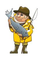 Smiling fisherman character vector