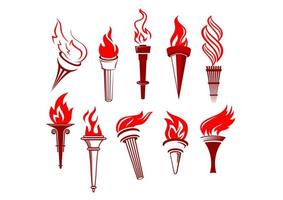 Flaming torchs, game asset vector