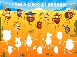 Find a correct shadow of cowboy nut characters vector