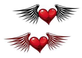 Vintage heart with wings vector