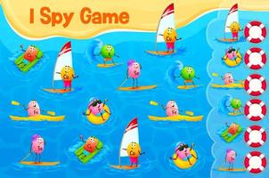 I spy game with cartoon vitamins and minerals vector