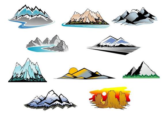 Mountain peaks symbols