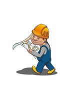 Smiling builder or worker character vector