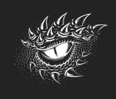 tatuaje de ojo de dragón, monstruo reptil cocodrilo bestia vector
