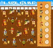 I spy game cartoon mexican food pirate characters vector