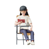 illustrations 3d de personnages d'écoles de filles png