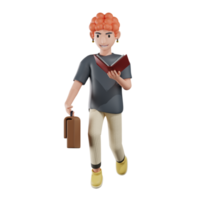 Boy Wih Bag Character 3D Illustrations png