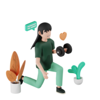 ilustrações 3d de esporte de garota fitness png