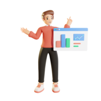 Man With Data Interface Work Activity 3D Illustrations png