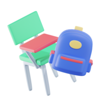 Stuhl- und Taschenbildung 3D-Illustrationen png