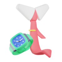 cravatta e orologio formazione scolastica 3d illustrazioni png