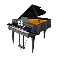 Cartoon grand piano character, key instrument vector