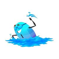 Cartoon swimming iodine micronutrient character vector