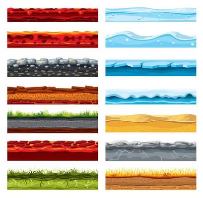 Soil ground layer, game level cartoon backgrounds