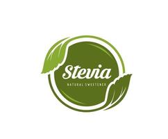 icono o etiqueta de edulcorante natural de hojas de stevia vector
