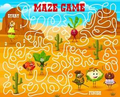 Labyrinth maze game, help to sheriff find bandits vector