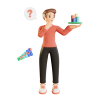 Man With Data Interface Work Activity 3D Illustrations png