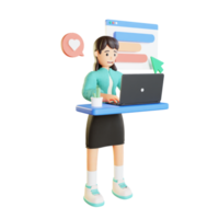 femme pose cible activité de travail illustrations 3d png