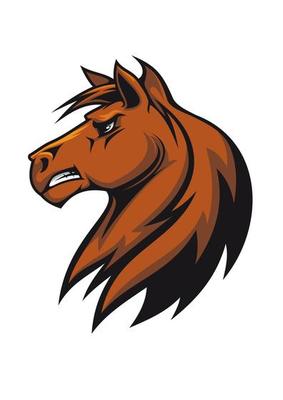 Brown stallion mascot character