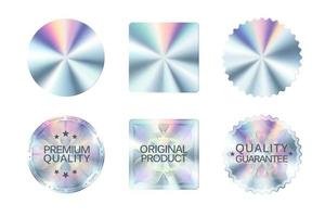 Quality hologram sticker, holographic labels set vector