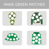 Glue a patch of plasticine of the desired color. Educational game for children. vector