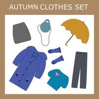 un conjunto de ropa para una niña hermosa en otoño vector